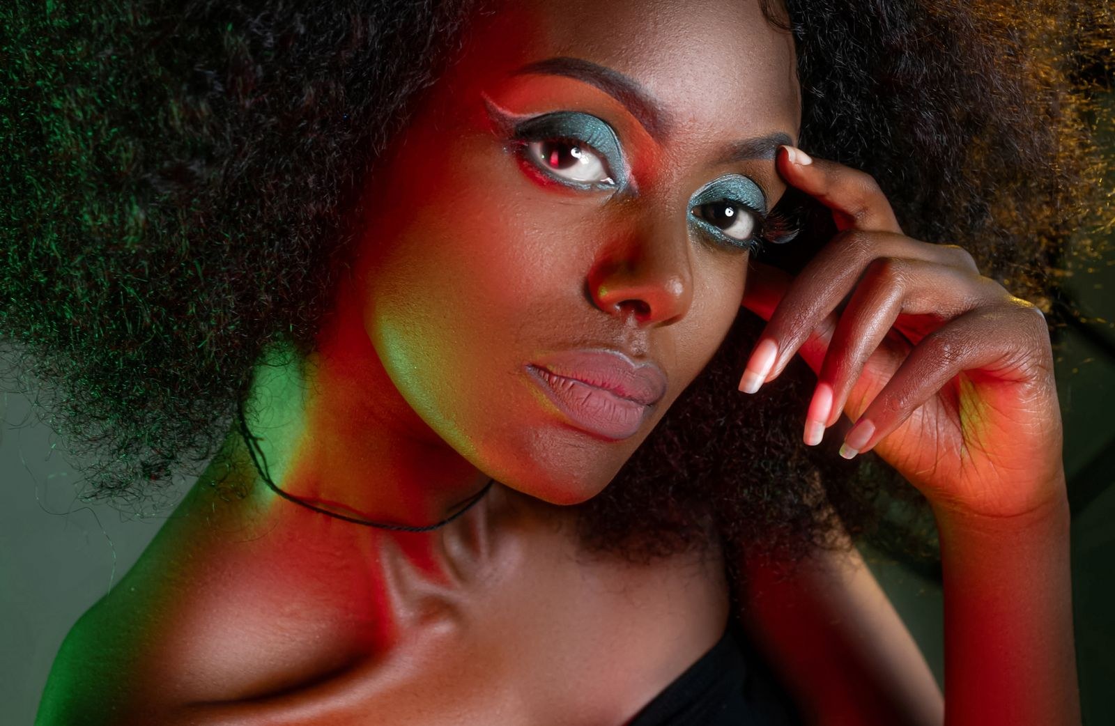 Close-up of photo retouching in progress